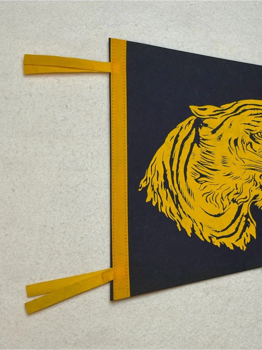 Clemson Tigers Felt Pennant Navy Gold Tiger Mascot 29.5” College Football Vtg